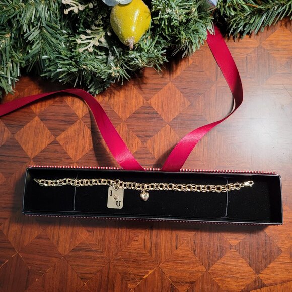 14K Gold Bracelet Double Link Chain 8" with 2 14k Charms - Picture 6 of 7